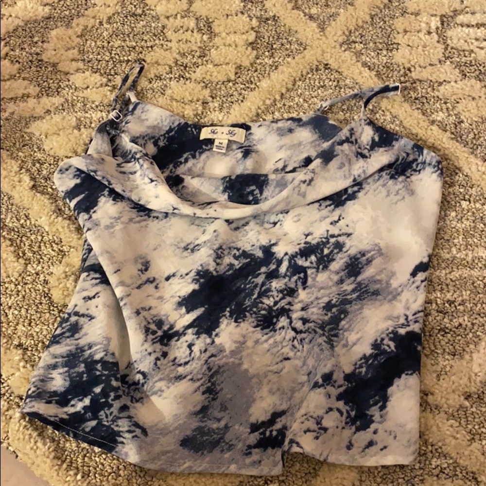 Blue and white fancy tank top